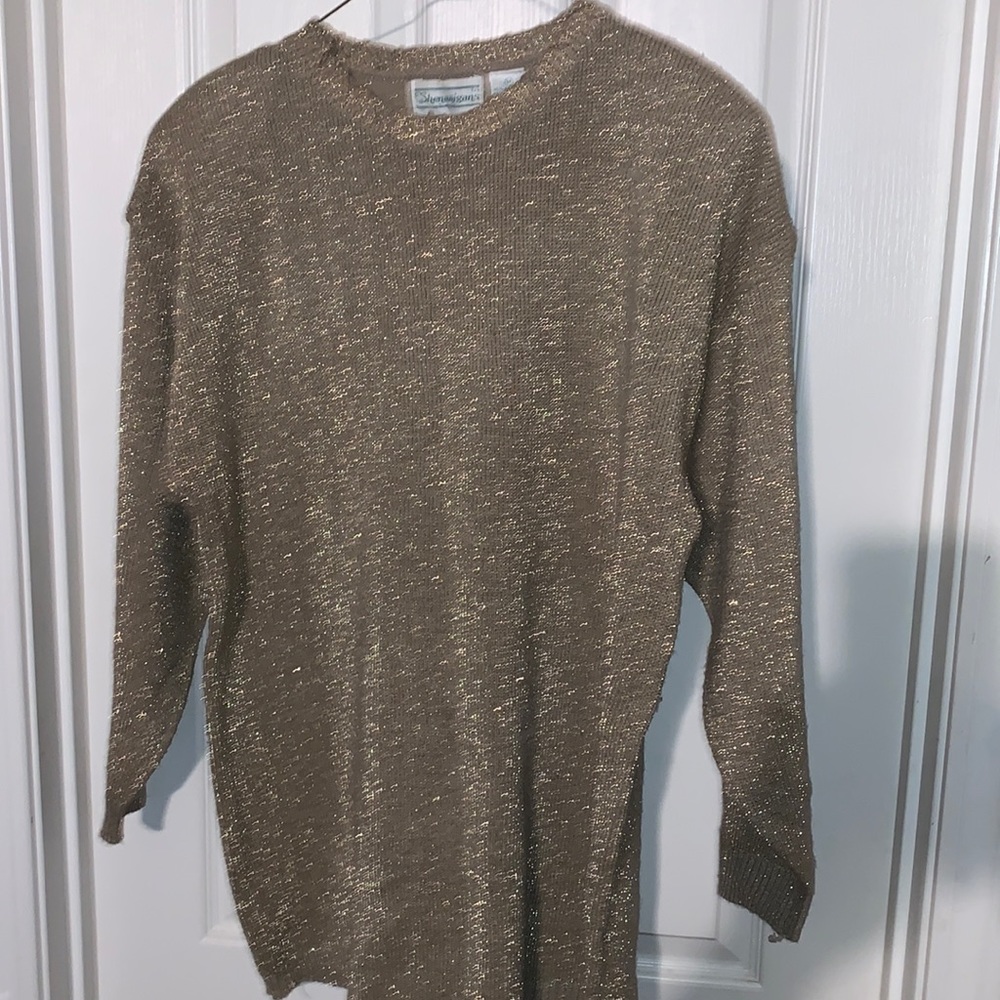 Vintage Shenanigans gold acrylic metallic sweater.
